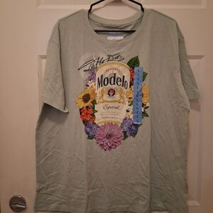 ModelCo Sage Green Short Sleeve Graphic Tee - Modelo Floral Logo